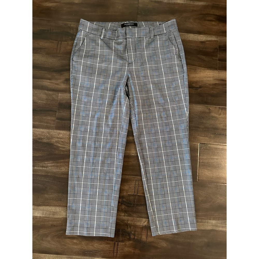 Liverpool Los Angeles Kelsey Trouser Plaid Blue Grey Petite 12/31 Pants